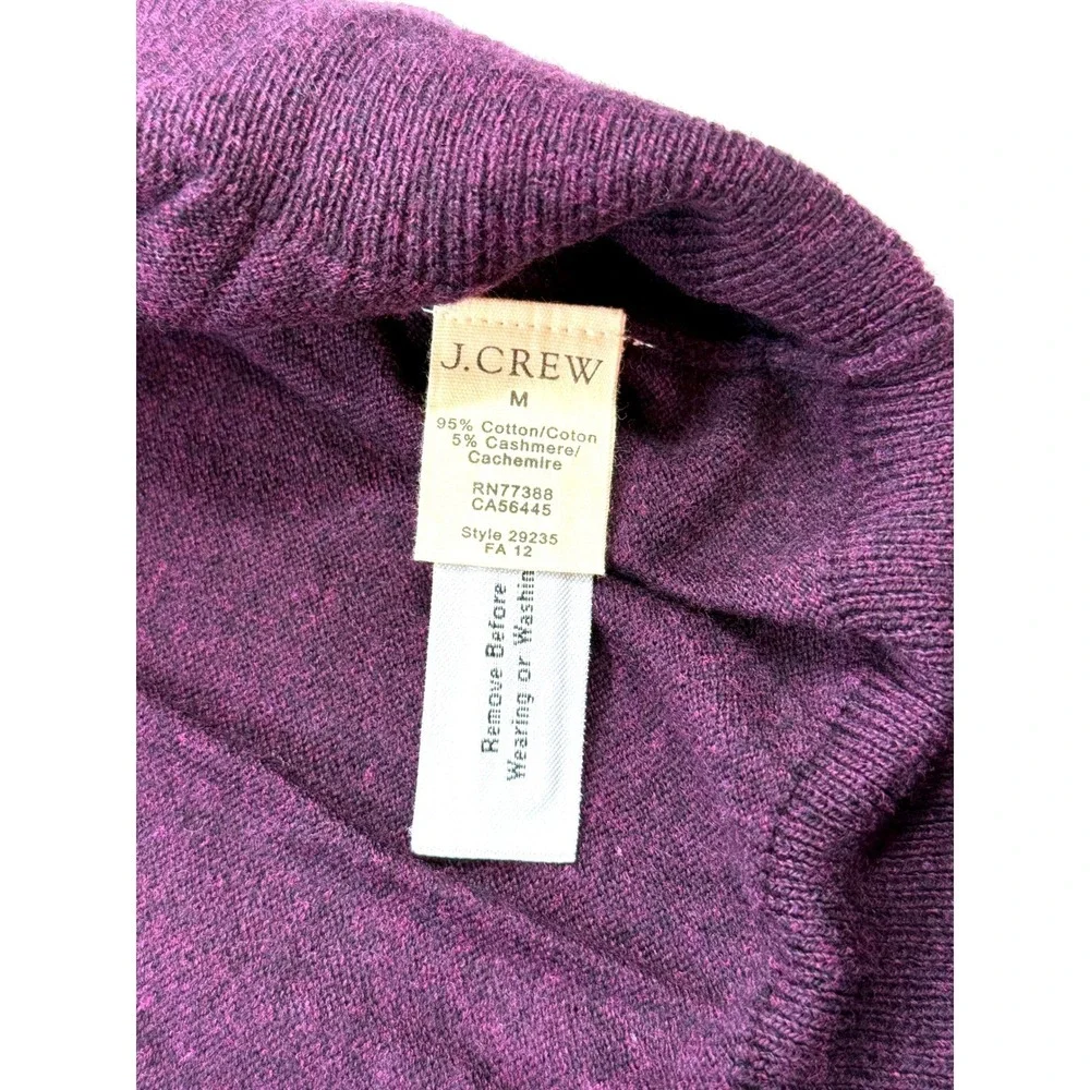 J. Crew, Men's V‎ Neck Sweater, Purple Cotton Cashmere Blend, Size Medium